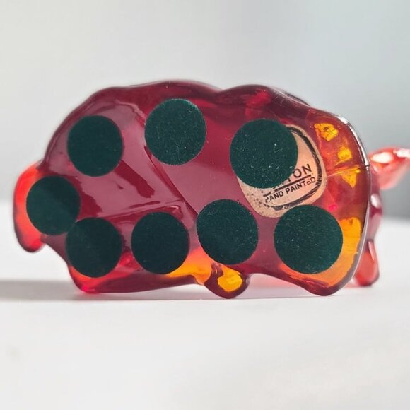 Fenton art glass 1980s Ruby Red Fawn/Deer Doe figurine hand painted collectible - Picture 3 of 8